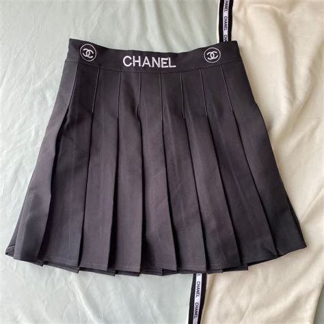 chanel leather mini skirt|chanel pleated skirt.